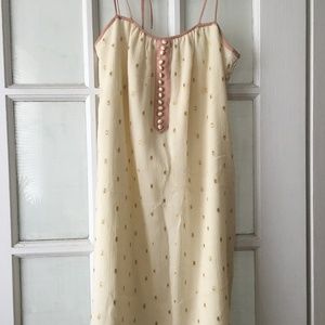 Lauren Moffatt Cream Pink and Gold Slip Dress